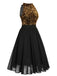 Black 1950s Gold Glitter Patchwork Dress: timeless style reimagined
