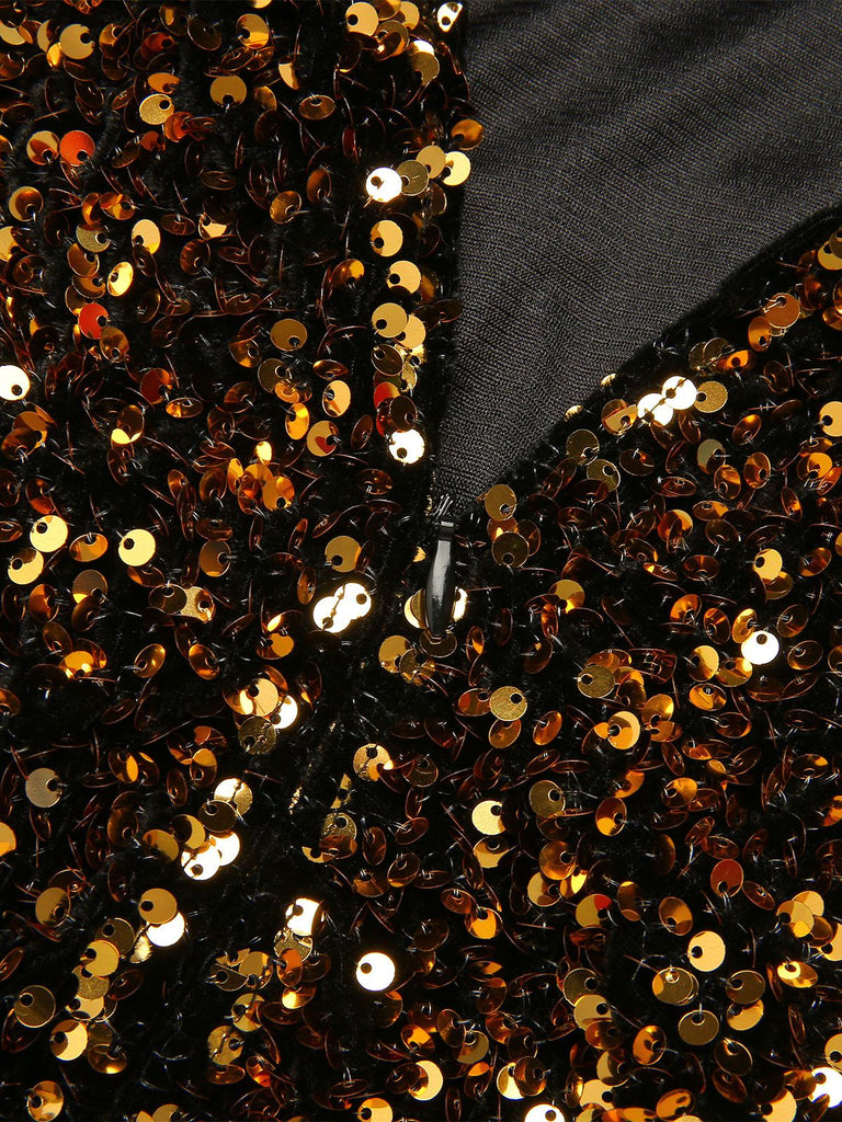 Black 1950s Gold Glitter Patchwork Dress: timeless style reimagined