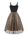 Black 1950s Gold Star Sequined Mesh Ruched Dress - vintage dress, retro fashion, rockabilly