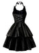 Black 1950s Halloween Catwoman Leather Dress - vintage dress, retro fashion, rockabilly