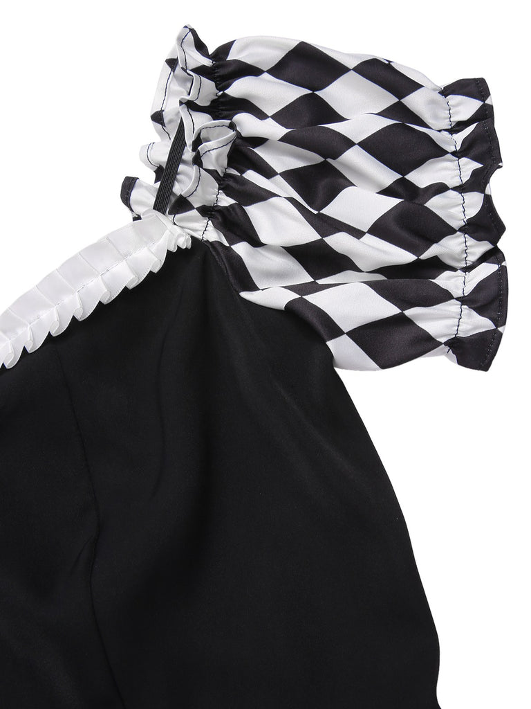 black and gold harlequin dress C.1920s vintage Harlequin fancy dress costume all in one – After Number Nine main image 0