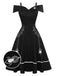 Black 1950s Halloween Off-Shoulder Spider Web Dress, vintage dress, retro fashion, rockabilly, pin-up fashion - perfect for women who love vintage and retro fashion