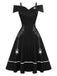 Black 1950s Halloween Off-Shoulder Spider Web Dress, vintage dress, retro fashion, rockabilly, pin-up fashion - perfect for women who love vintage and retro fashion