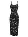 Black 1950s Halloween Print Slit Midi Dress - vintage dress, retro fashion, rockabilly