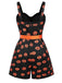 Black 1950s Halloween Pumpkin Face Romper — 1950s style that transcends decades