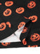She finds her 1950s story in this Black 1950s Halloween Pumpkin Face Romper