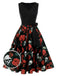Black 1950s Halloween Skull Rose Sleeveless Dress, vintage dress, retro fashion, rockabilly, pin-up fashion - perfect for women who love vintage and retro fashion