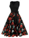 Black 1950s Halloween Skull Rose Sleeveless Dress, vintage dress, retro fashion, rockabilly, pin-up fashion - perfect for women who love vintage and retro fashion