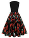 Black 1950s Halloween Skull Rose Sleeveless Dress, vintage dress, retro fashion, rockabilly, pin-up fashion - perfect for women who love vintage and retro fashion