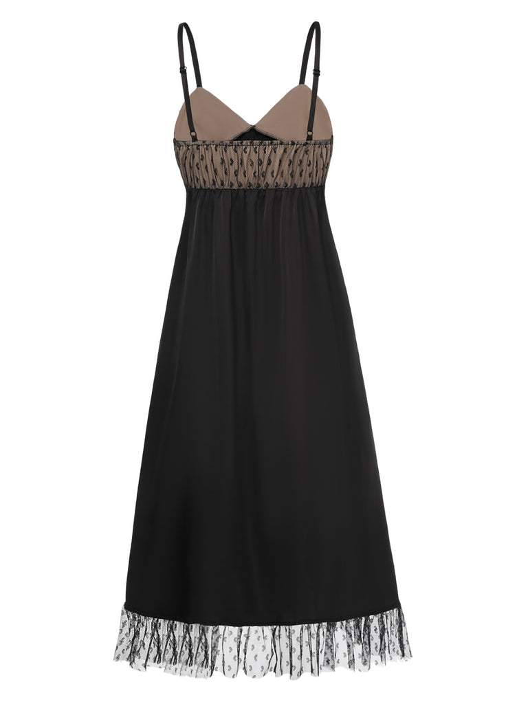 Black 1950s Heart Dots Mesh Bow Nightgown, vintage fashion, retro style - perfect for women who love vintage and retro fashion