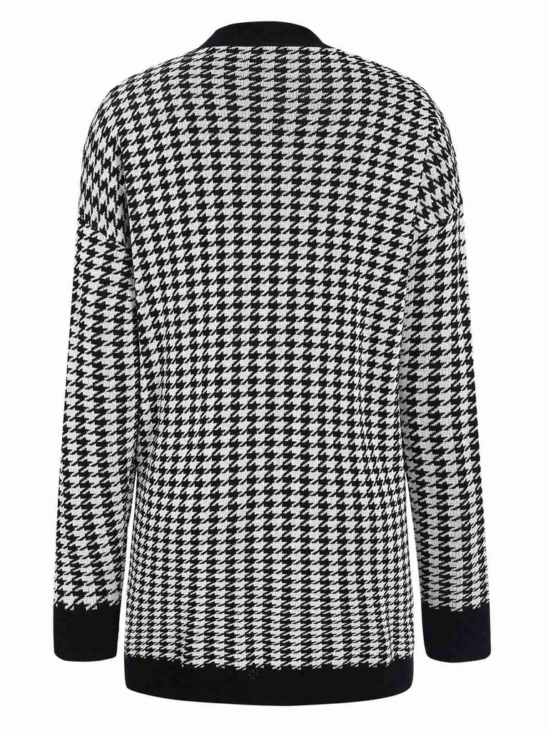 Black 1950s Houndstooth Checkerboard Coat, vintage coat, retro outerwear - perfect for women who love vintage and retro fashion