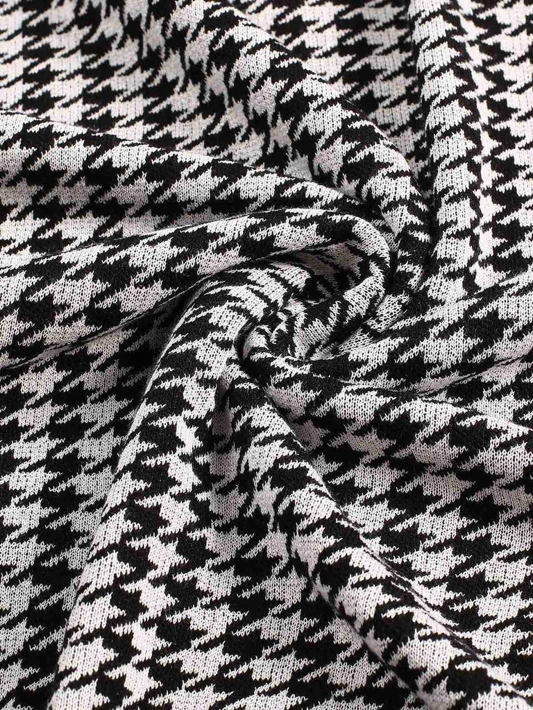 Black 1950s Houndstooth Checkerboard Coat, vintage coat, retro outerwear - perfect for women who love vintage and retro fashion