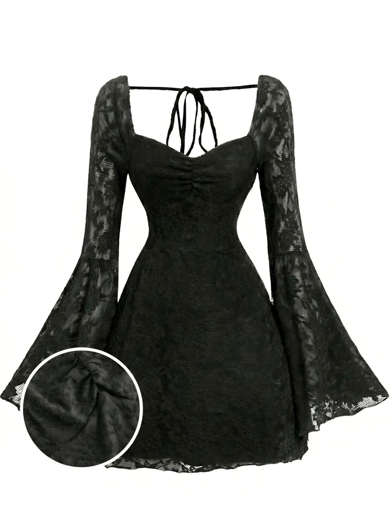 Black 1950s Lace Halter Vintage Top