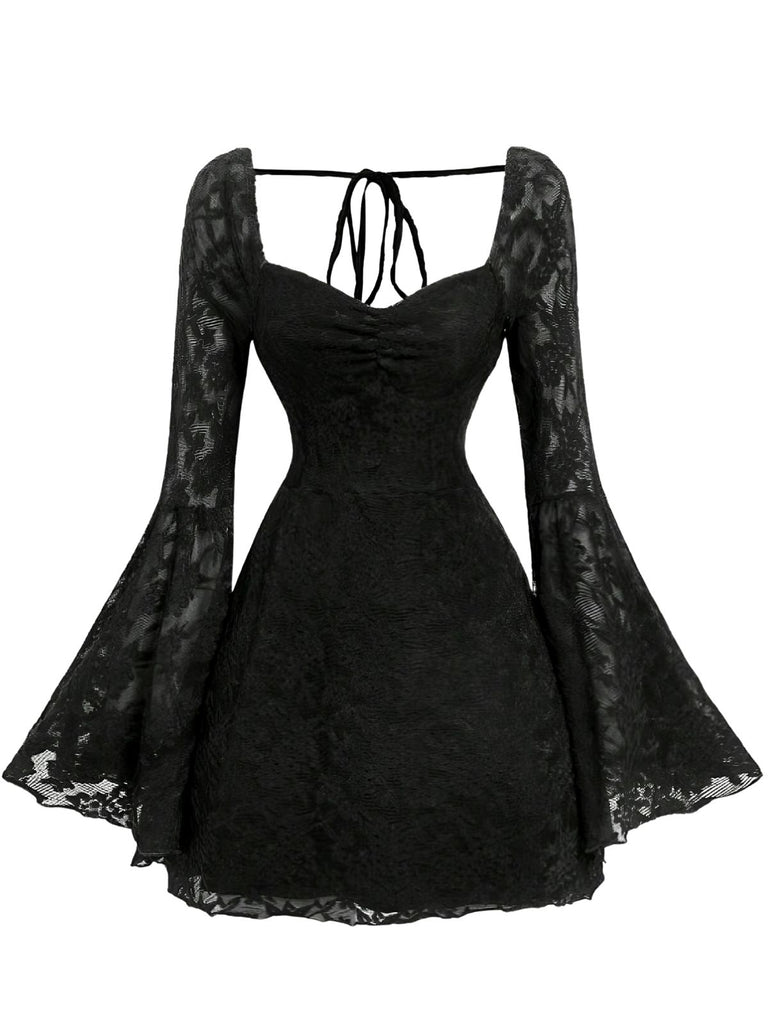 Black 1950s Lace Halter Vintage Top 2
