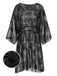 [Plus Size] Black 1950s Leaves Mesh Cover-up, vintage fashion, retro style - perfect for women who love vintage and retro fashion