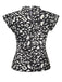 This Black 1950s Leopard Print Ruffles Blouse brings 1950s soul to her everyday