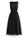 Black 1950s Mesh Patchwork Sequins Sleeveless Dress, vintage dress, retro fashion, rockabilly, pin-up fashion - perfect for women who love vintage and retro fashion