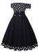 Black 1950s Off Shoulder Polka Dots Dress: where 1950s romance meets her modern spirit
