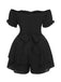 Black 1950s Off Shoulder Ruffle Sleeves Romper, vintage romper, retro jumpsuit - perfect for women who love vintage and retro fashion