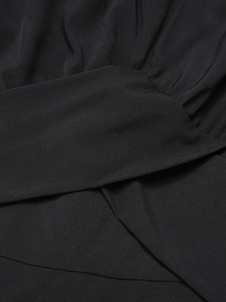 Black 1950s Off Shoulder Ruffle Sleeves Romper, vintage romper, retro jumpsuit - perfect for women who love vintage and retro fashion