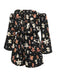 Black 1950s Off-Shoulder Floral Romper, vintage romper, retro jumpsuit - perfect for women who love vintage and retro fashion