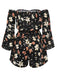 Black 1950s Off-Shoulder Floral Romper, vintage romper, retro jumpsuit - perfect for women who love vintage and retro fashion