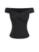 Black 1950s Off-Shoulder Solid Top - vintage fashion, retro style, classic black