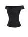 Black 1950s Off-Shoulder Solid Top - vintage fashion, retro style, classic black