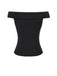 Black 1950s Off-Shoulder Solid Top - vintage fashion, retro style, classic black