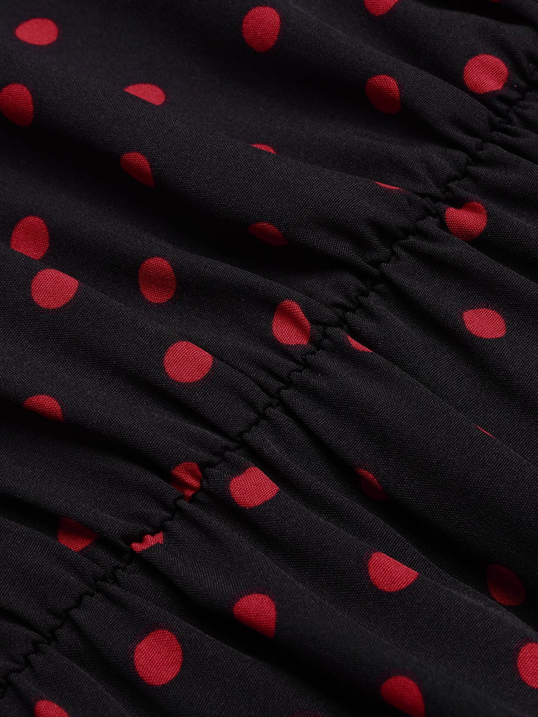 Black 1950s Polka Dot Long Sleeves Dress, vintage dress, retro fashion, rockabilly, pin-up fashion - perfect for women who love vintage and retro fashion