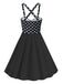 Black 1950s Polka Dot Patchwork Dress, vintage dress, retro fashion, rockabilly, pin-up fashion - perfect for women who love vintage and retro fashion