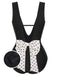 Black 1950s Polka Dot V-Neck Bow Swimsuit, vintage swimsuit, pin-up swimwear - perfect for women who love vintage and retro fashion