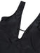 Black 1950s Polka Dot V-Neck Bow Swimsuit, vintage swimsuit, pin-up swimwear - perfect for women who love vintage and retro fashion