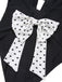 Black 1950s Polka Dot V-Neck Bow Swimsuit, vintage swimsuit, pin-up swimwear - perfect for women who love vintage and retro fashion