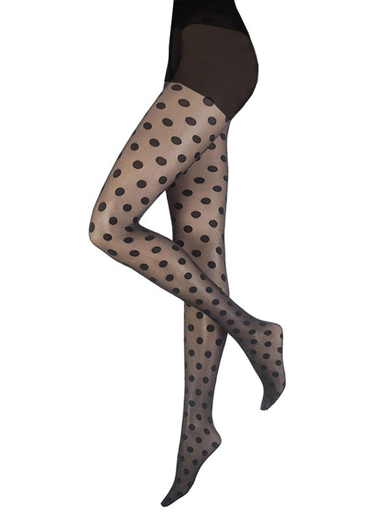Black 1950s Polka Dot Vintage Stockings - vintage fashion, retro style, classic black