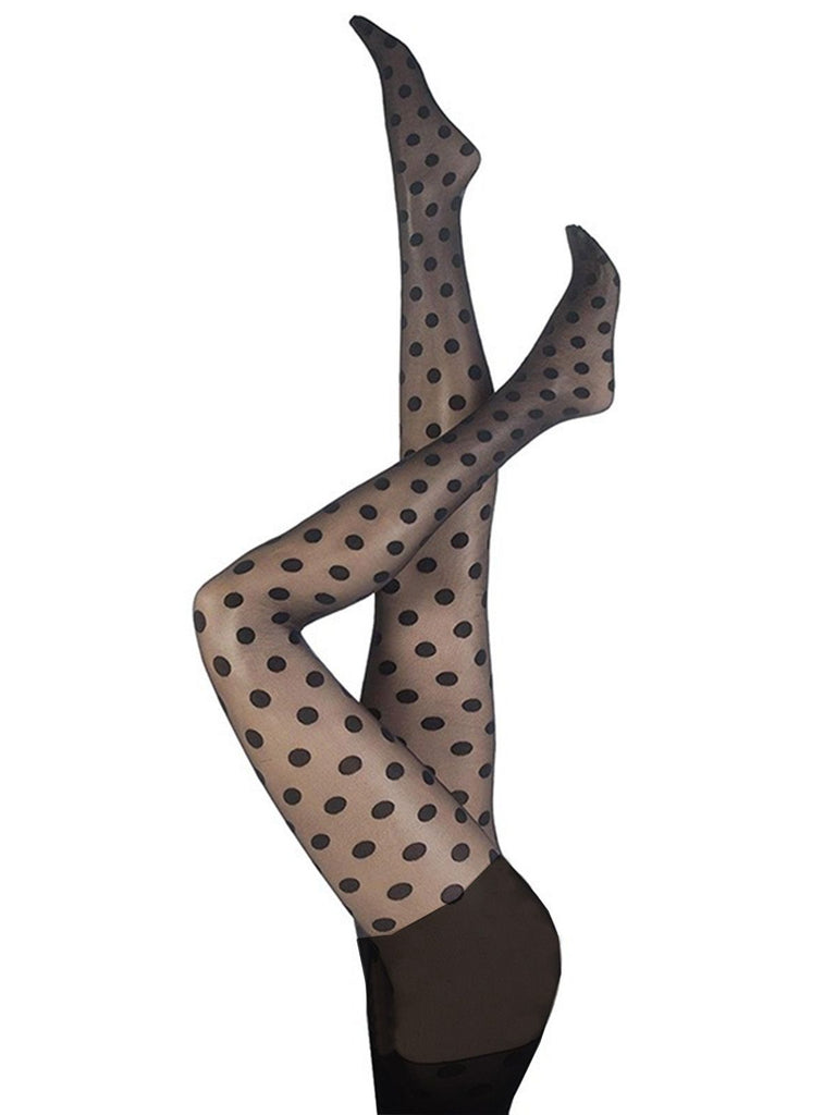Black 1950s Polka Dot Vintage Stockings - vintage fashion, retro style, classic black