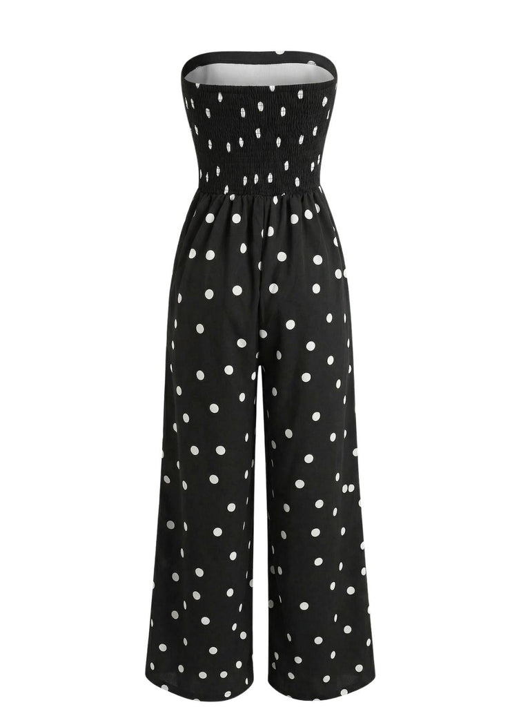 Black Polka Dot Pants Sleeveless Jumpsuit