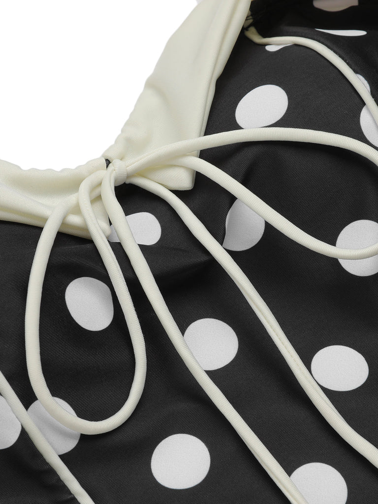 Black 1950s Polka Dots Halter Swimsuit — vintage elegance for the modern woman