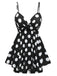 She slips into this Black 1950s Polka Dots One-Piece Swim Dress and suddenly it's a 1950s daydream
