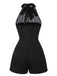 Black 1950s Polka Dots Sheer Neck Romper, vintage romper, retro jumpsuit - perfect for women who love vintage and retro fashion