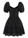 Black 1950s Puff Corset Hollow Knit Dress - vintage dress, retro fashion, rockabilly