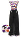 Black 1950s Pumpkin Off Shoulder Patchwork Jumpsuit, vintage romper, retro jumpsuit - perfect for women who love vintage and retro fashion