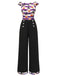Black 1950s Pumpkin Off Shoulder Patchwork Jumpsuit, vintage romper, retro jumpsuit - perfect for women who love vintage and retro fashion