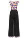 Black 1950s Pumpkin Off Shoulder Patchwork Jumpsuit, vintage romper, retro jumpsuit - perfect for women who love vintage and retro fashion