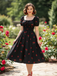 Black 1950s Raspberry V-Neck Halter Midi Dress, vintage dress, retro fashion, rockabilly, pin-up fashion - perfect for women who love vintage and retro fashion