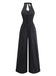 Black 1950s Sleeveless Pinstripe Halter Button Wide Leg Jumpsuit, vintage romper, retro jumpsuit - perfect for women who love vintage and retro fashion