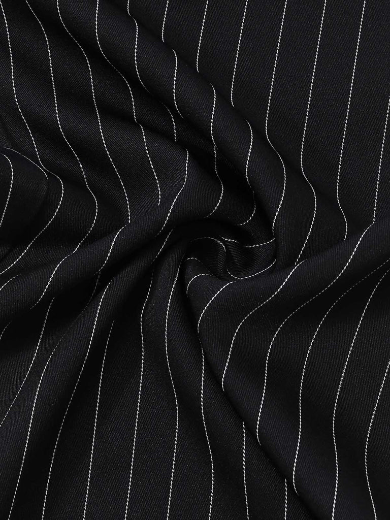 Black 1950s Sleeveless Pinstripe Halter Button Wide Leg Jumpsuit, vintage romper, retro jumpsuit - perfect for women who love vintage and retro fashion