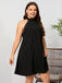 Black 1950s Solid Backless Lace-Up Dress - vintage dress, retro fashion, rockabilly