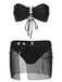 Black 1950s Solid Bikini Set With Skirt, vintage skirt, retro style - perfect for women who love vintage and retro fashion