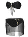 Black 1950s Solid Bikini Set With Skirt, vintage skirt, retro style - perfect for women who love vintage and retro fashion